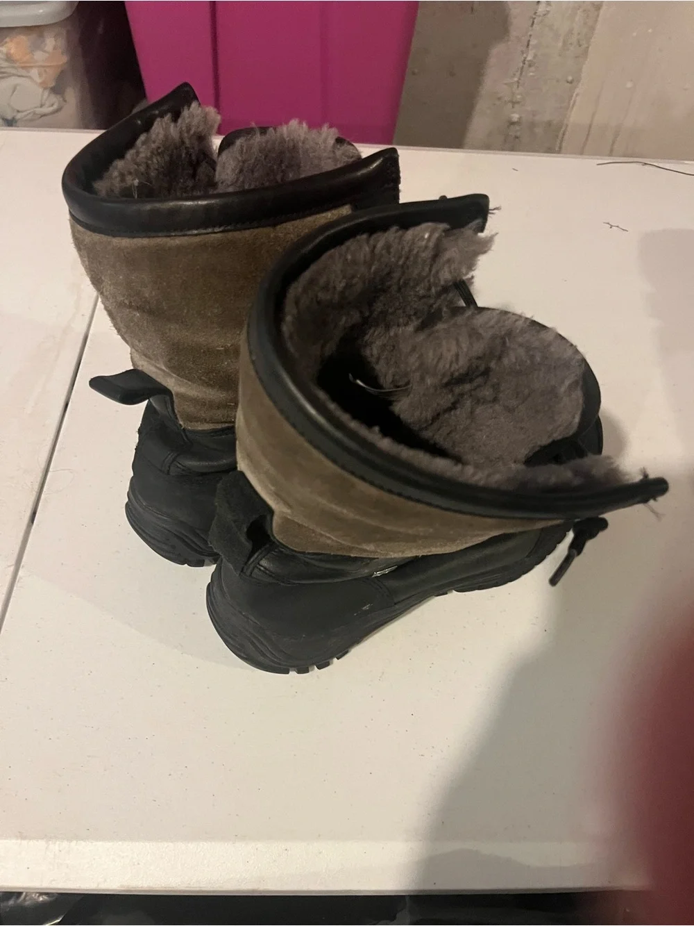 UGG Black Lace-Up Shearling Winter Boots